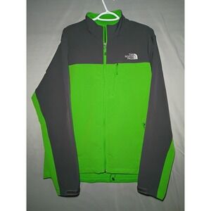 North Face Apex Softshell Full Zip Jacket Mens L Green Gray Colorblock Outdoor